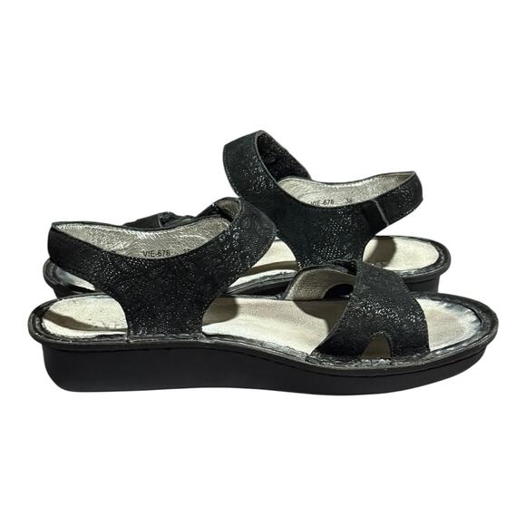 Alegria By PG Lite VIE-676 Black Leather Comfort Sandals Women's US 8 Strap - Picture 7 of 8